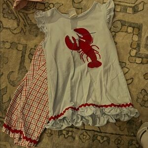 Kids Lobster Print Matching Set - Red and White